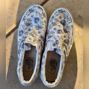 Vans Floral Slip-On Sneakers - Cream and Purple